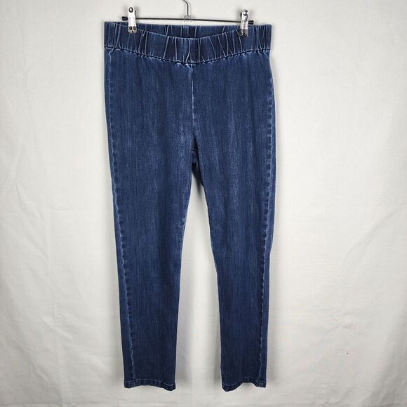 Soft Surroundings Pull On Elastic Waist Women's Dark Wash Blue Jeans Medium P - Picture 1 of 6
